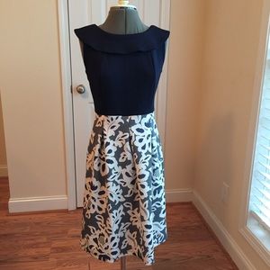 Kate and Lily blue dress white floral round neck